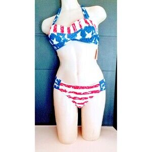 Summer Bikini USA NWT Stars & Stripes Sz S Marine Bay Bathing Suit